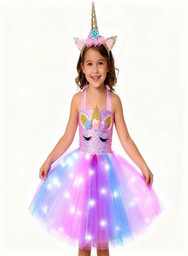 Davsolly Unicorn Costume for Girls Led Light Up Unicorn Princess Tutu Outfit (Unicorn Costume for Girls, 3-4 Years) - Image 3